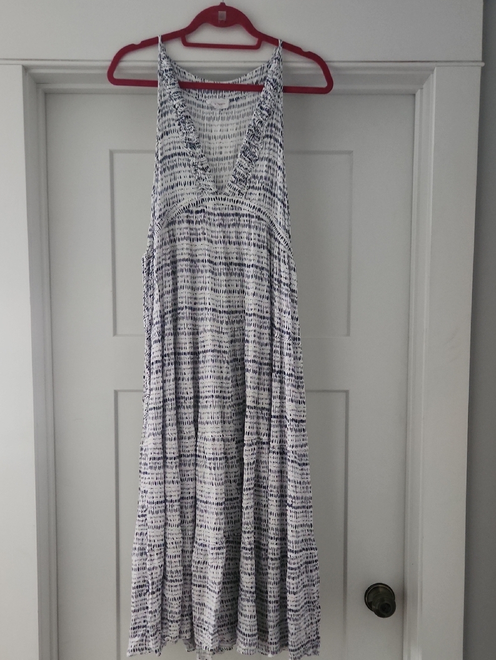 Stolen Hearts Striped White and Navy Maxi Sundress with Spaghetti Straps. O/S